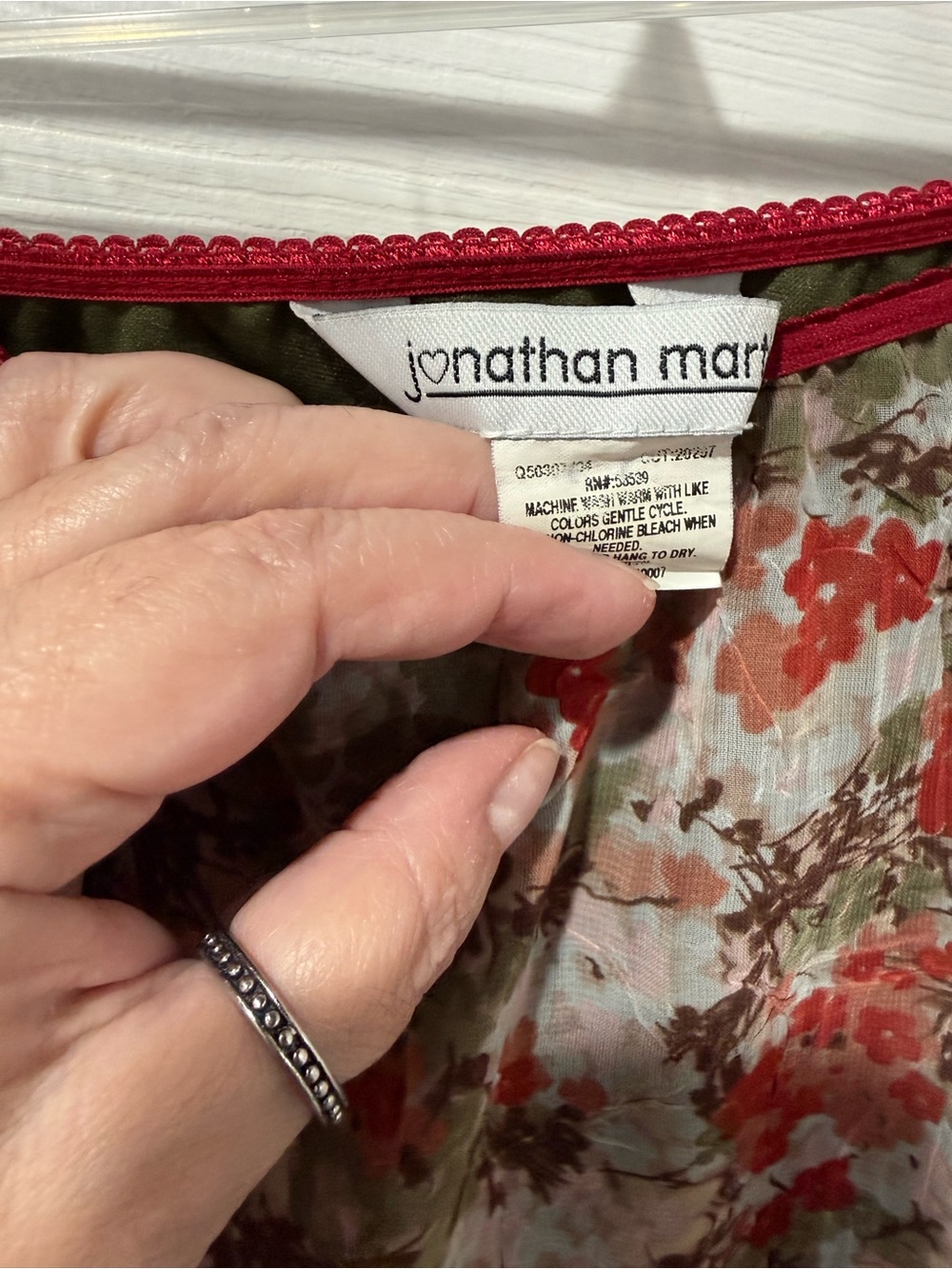 Vintage Jonathan Martin Floral Sheer boho Midi Skirt - Red & Green, lined - Picture 4 of 8